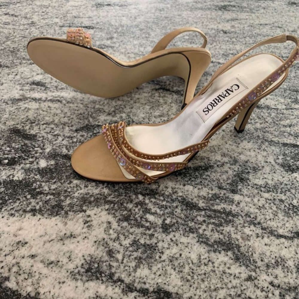 Gold sequin heels